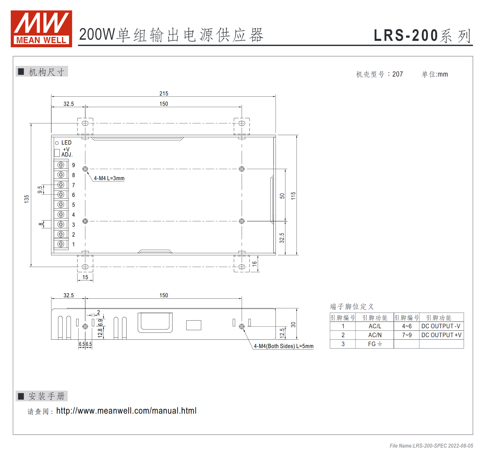 LRS-200-3.3、LRS-200-4.2、LRS-200-5、LRS-200-12、LRS-200-15、LRS-200-24、LRS-200-36、LRS-200-48