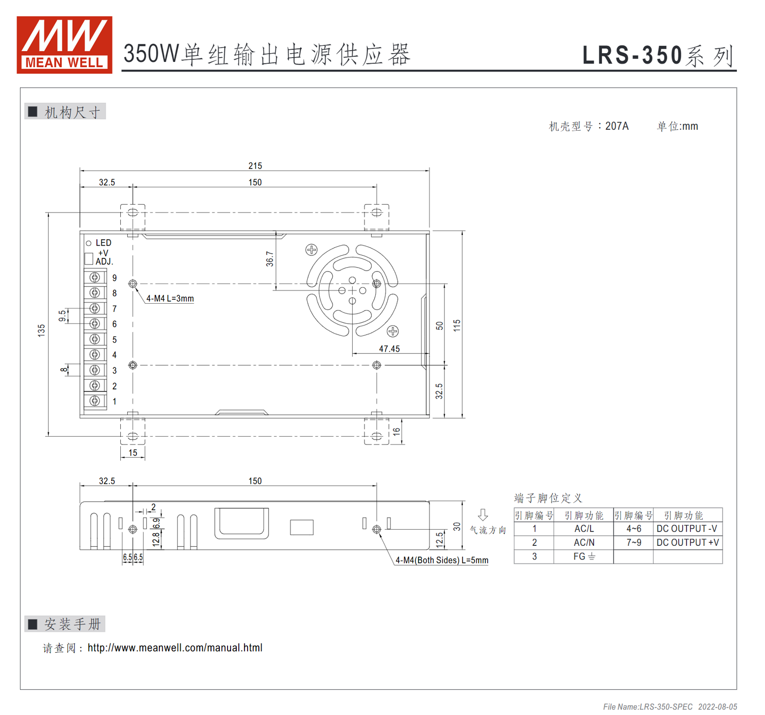 LRS-350-3.3、LRS-350-4.2、LRS-350-5、LRS-350-12、LRS-350-15、LRS-350-24、LRS-350-36、LRS-350-48