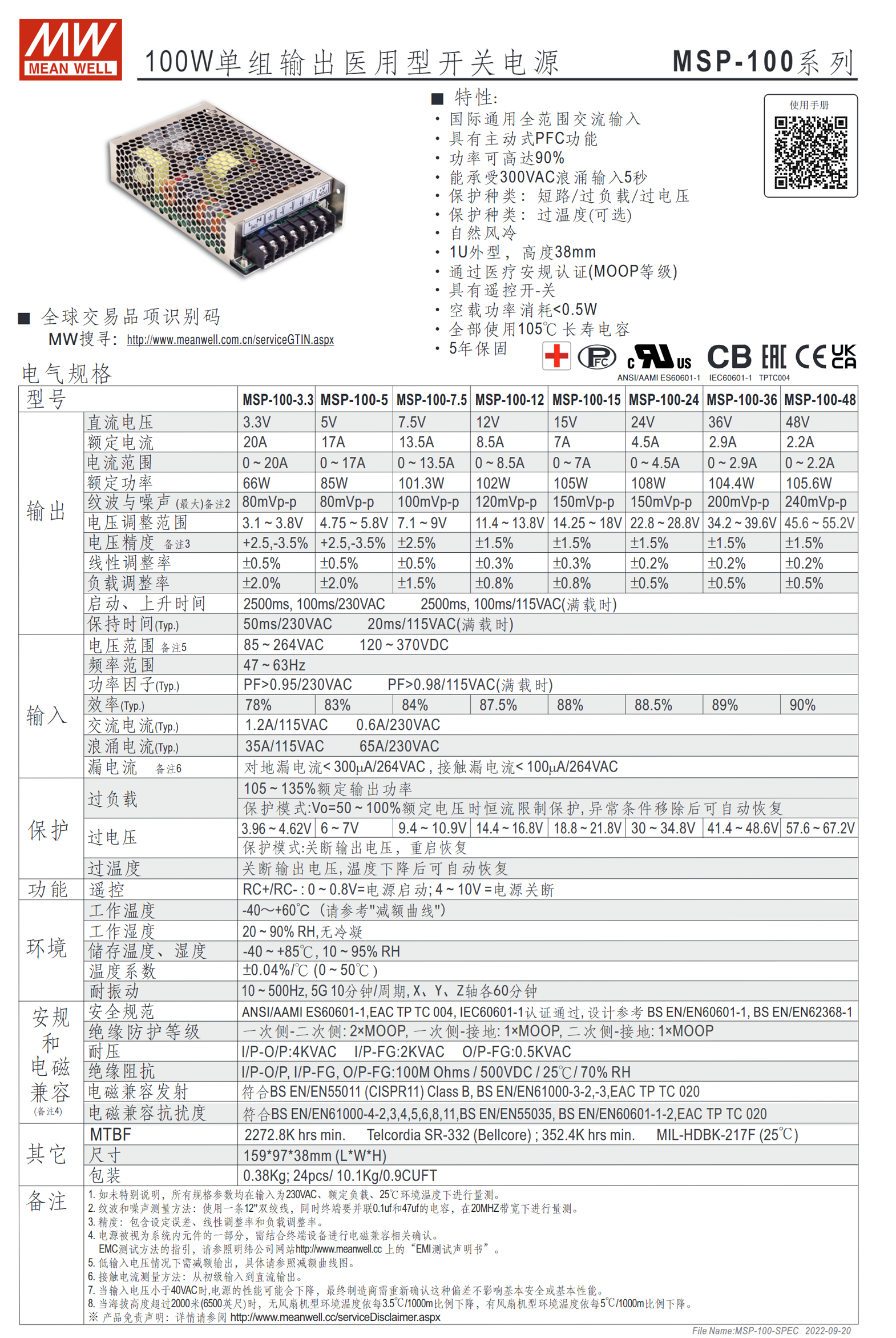 MSP-100-3.3、MSP-100-5、MSP-100-7.5、MSP-100-12、MSP-100-15、MSP-100-24、MSP-100-36、MSP-100-48