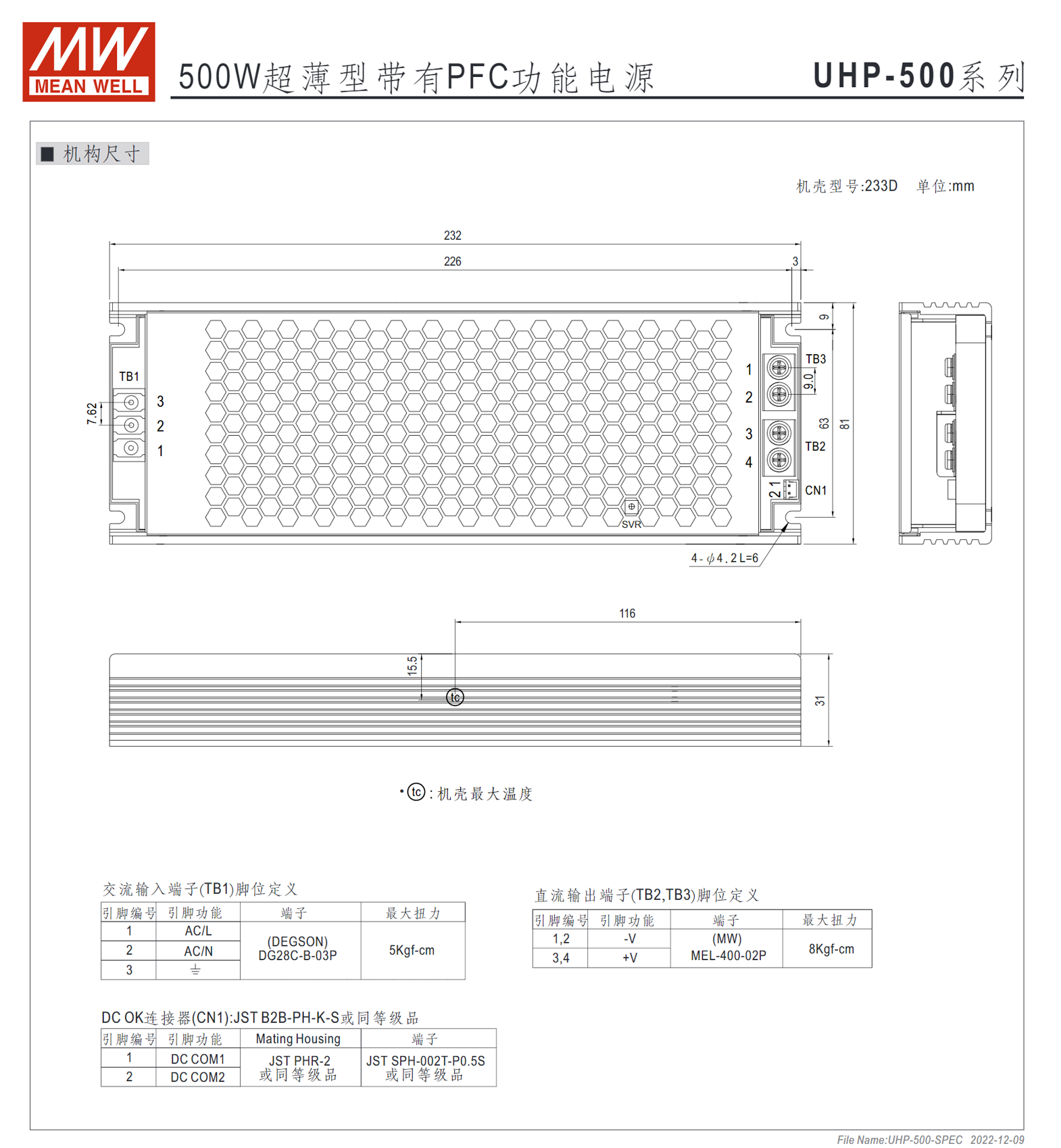 UHP-500-4.2、UHP-500-5、UHP-500-12、UHP-500-15、UHP-500-24、UHP-500-36、UHP-500-48、UHP-500-55、UHP-500R-4.2、UHP-500R-5、UHP-500R-12、UHP-500R-15、UHP-500R-24、UHP-500R-36、UHP-500R-48、UHP-500R-55